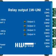 Převodník 1Wire na 4x relé pro Ares12 - Relay output 1W-UNI industrial