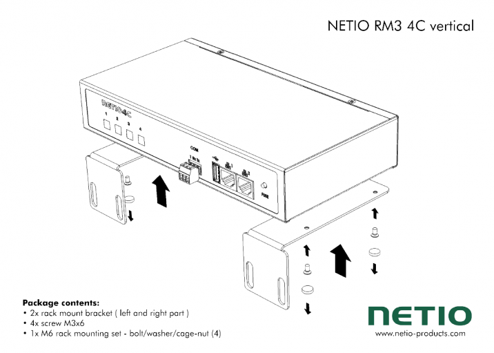 NETIO RM3 4C vertical - držáky do RACKu